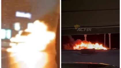 Lexus полностью сгорел на трассе под Новосибирском