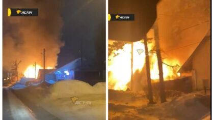 Крупный пожар произошёл в частном секторе Новосибирска