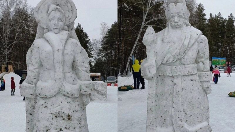 Новосибирцев напугали фигуры Деда Мороза и Снегурочки